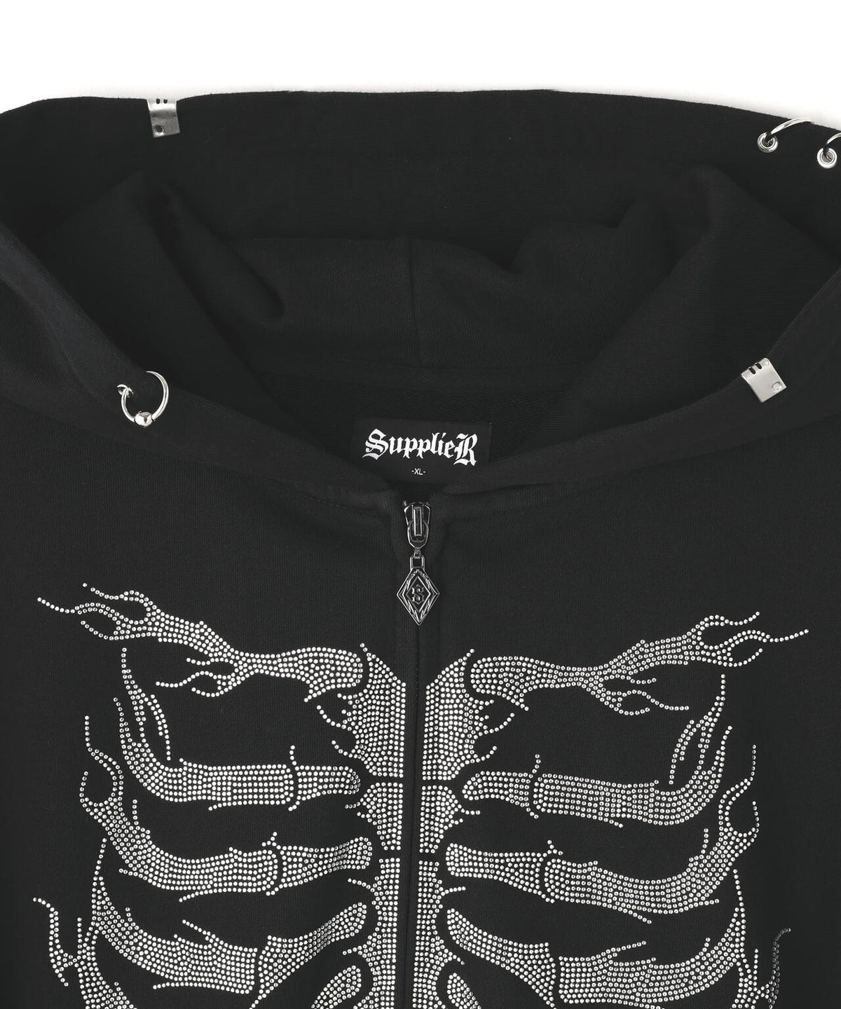 SUPPLIER/サプライヤー/FIRE SKELETON RHINESTONE HOODIE