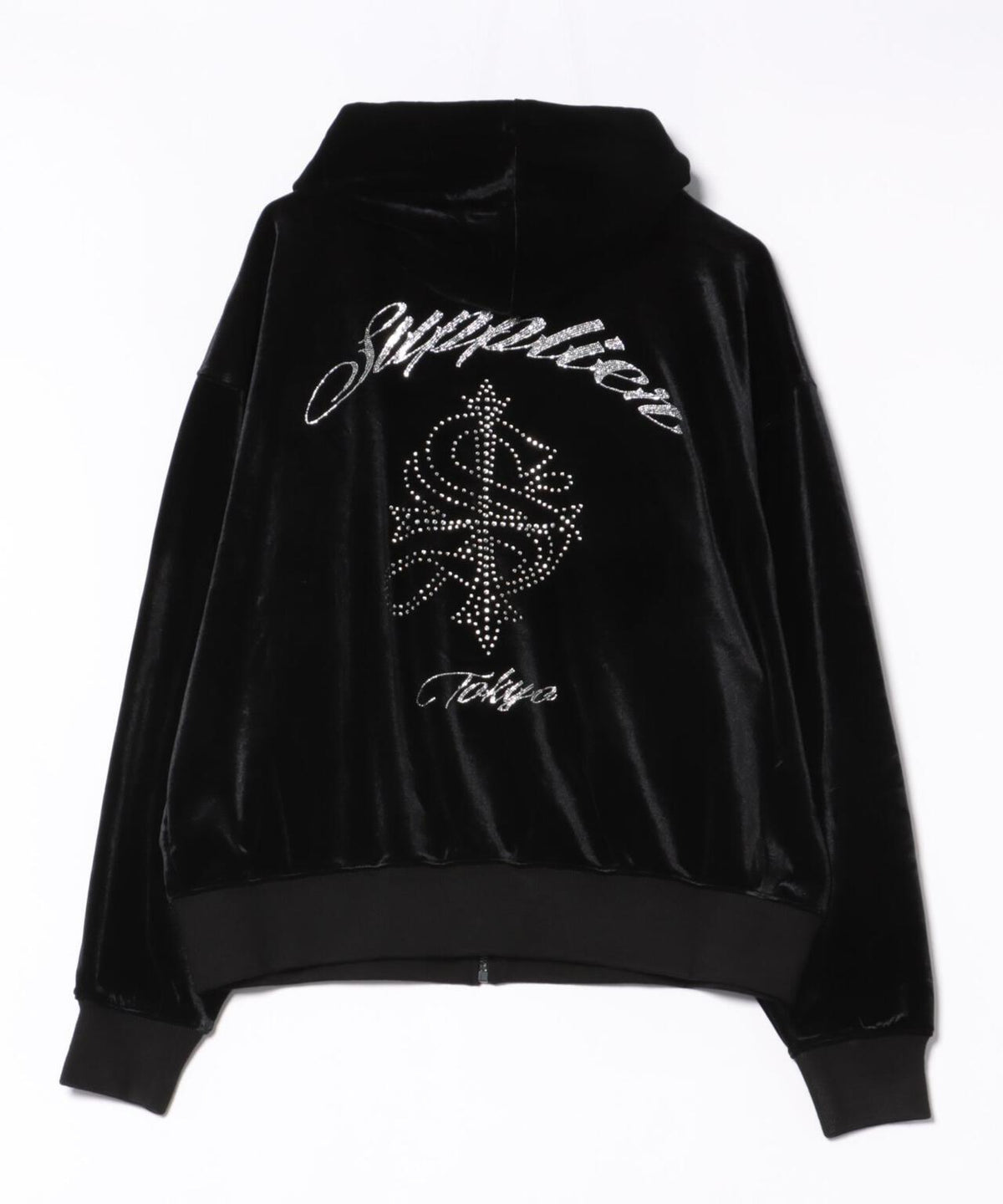 SUPPLIER/サプライヤー/Cross Rhinestone Velour Zip Hoodie