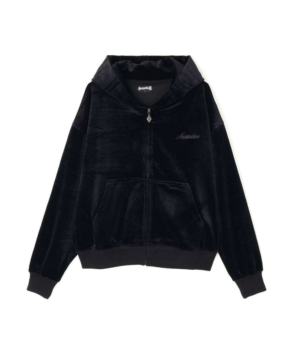 SUPPLIER/サプライヤー/Cross Rhinestone Velour Zip Hoodie
