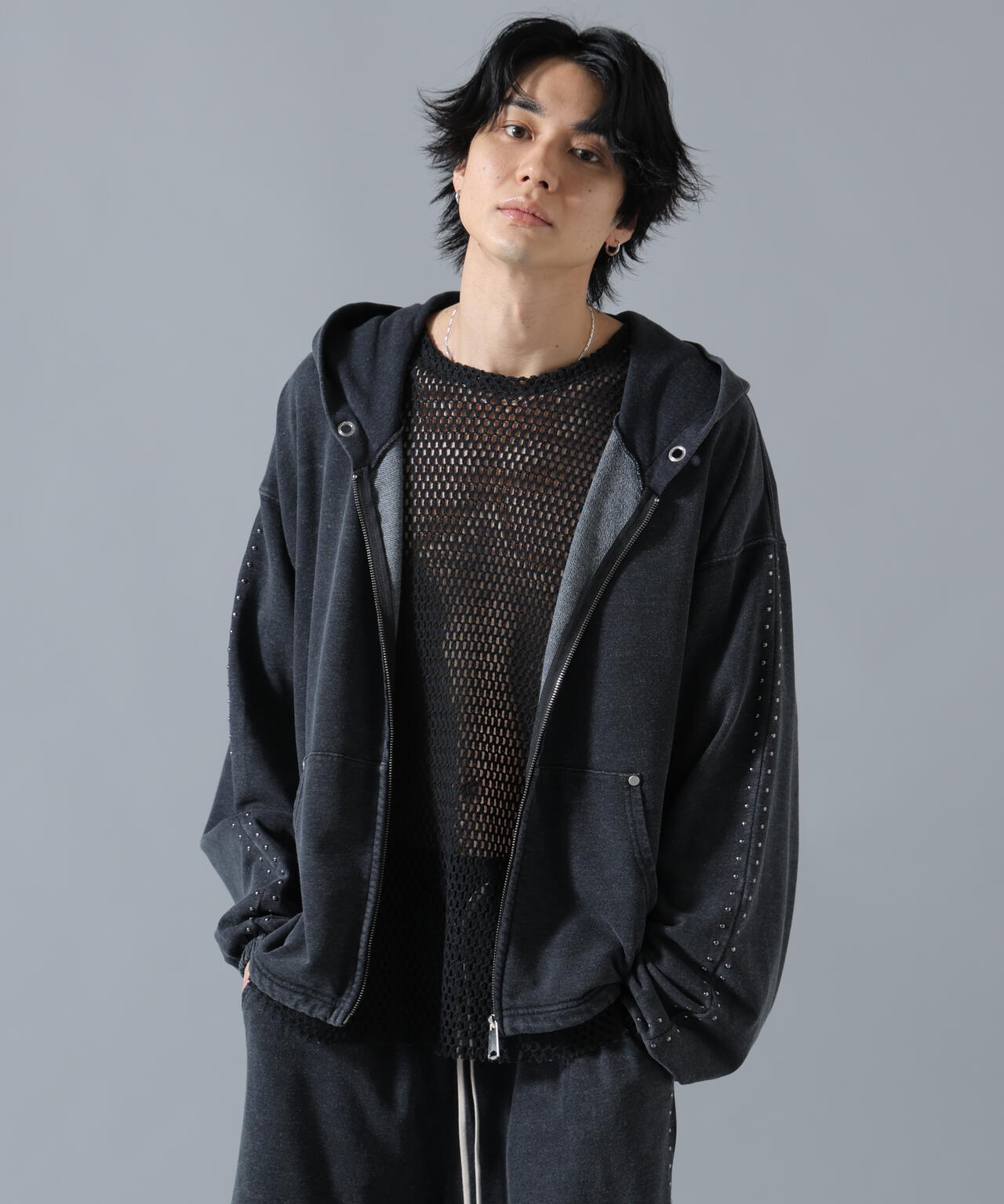 【WEB&DEPOT限定】DankeSchon/ダンケシェーン/STUDS SWEAT ZIP HOODIE
