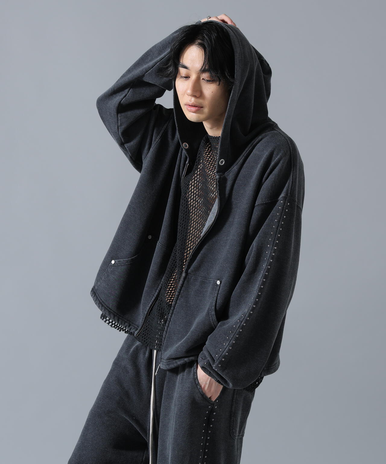 【WEB&DEPOT限定】DankeSchon/ダンケシェーン/STUDS SWEAT ZIP HOODIE