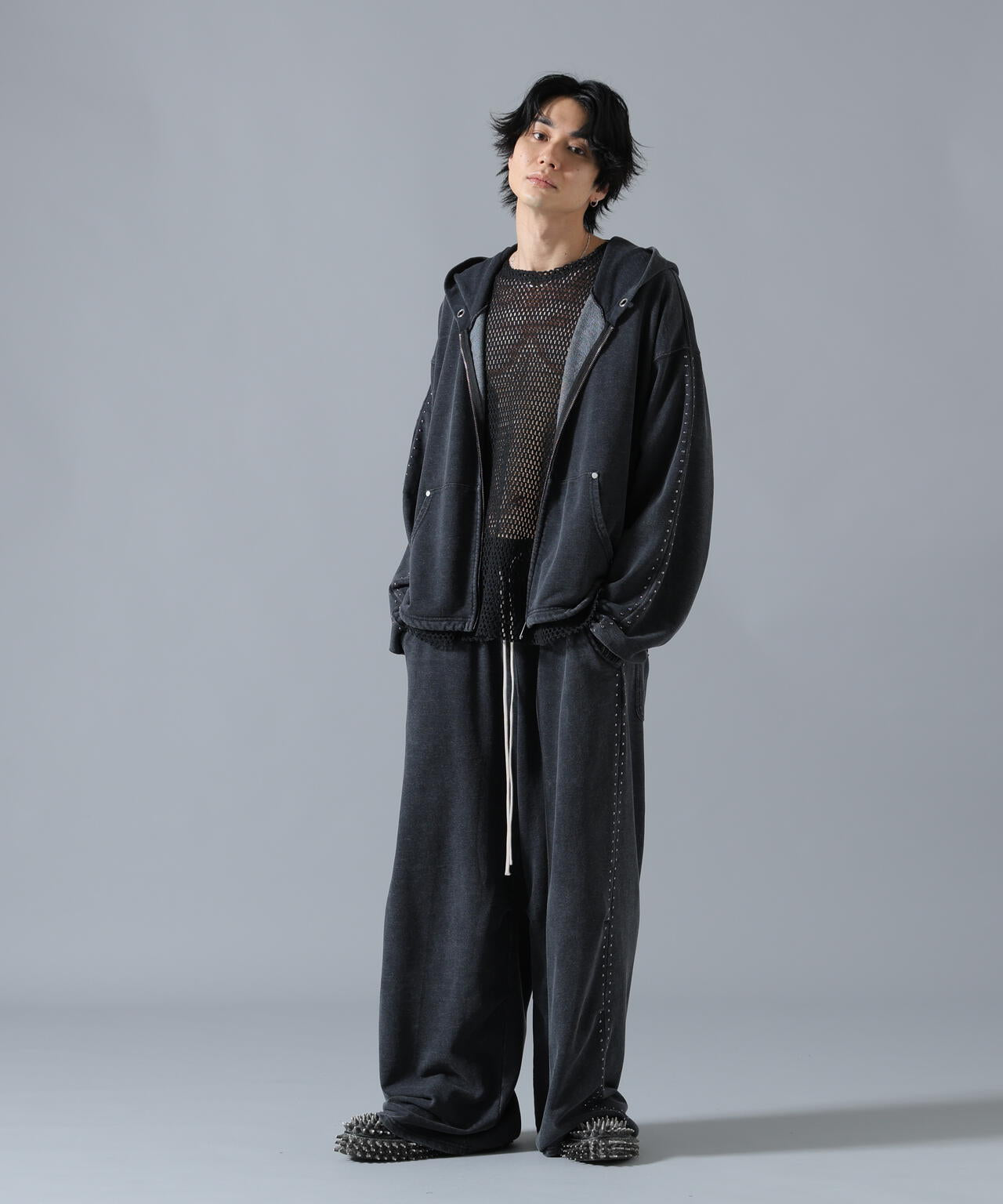【WEB&DEPOT限定】DankeSchon/ダンケシェーン/STUDS SWEAT ZIP HOODIE