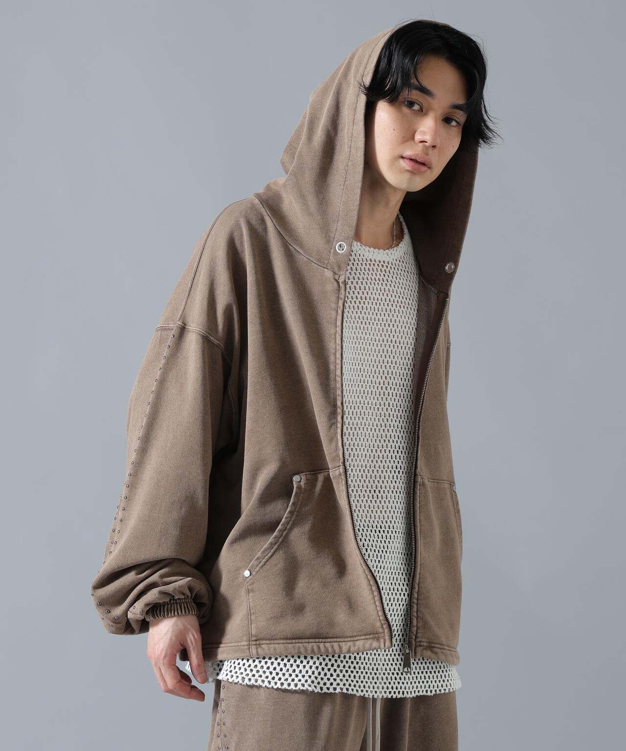 【WEB&DEPOT限定】DankeSchon/ダンケシェーン/STUDS SWEAT ZIP HOODIE