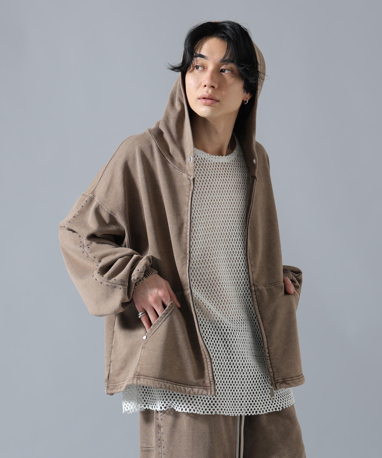 【WEB&DEPOT限定】DankeSchon/ダンケシェーン/STUDS SWEAT ZIP HOODIE