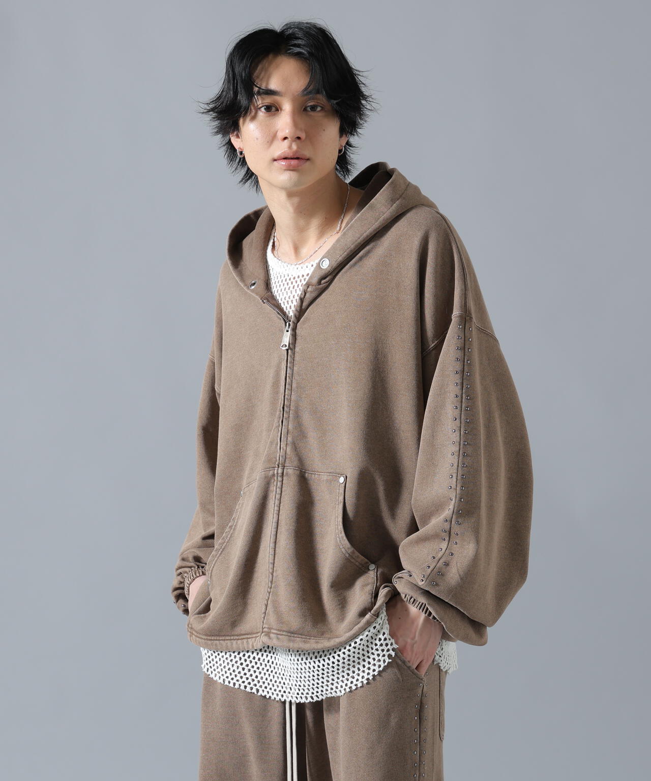 【WEB&DEPOT限定】DankeSchon/ダンケシェーン/STUDS SWEAT ZIP HOODIE