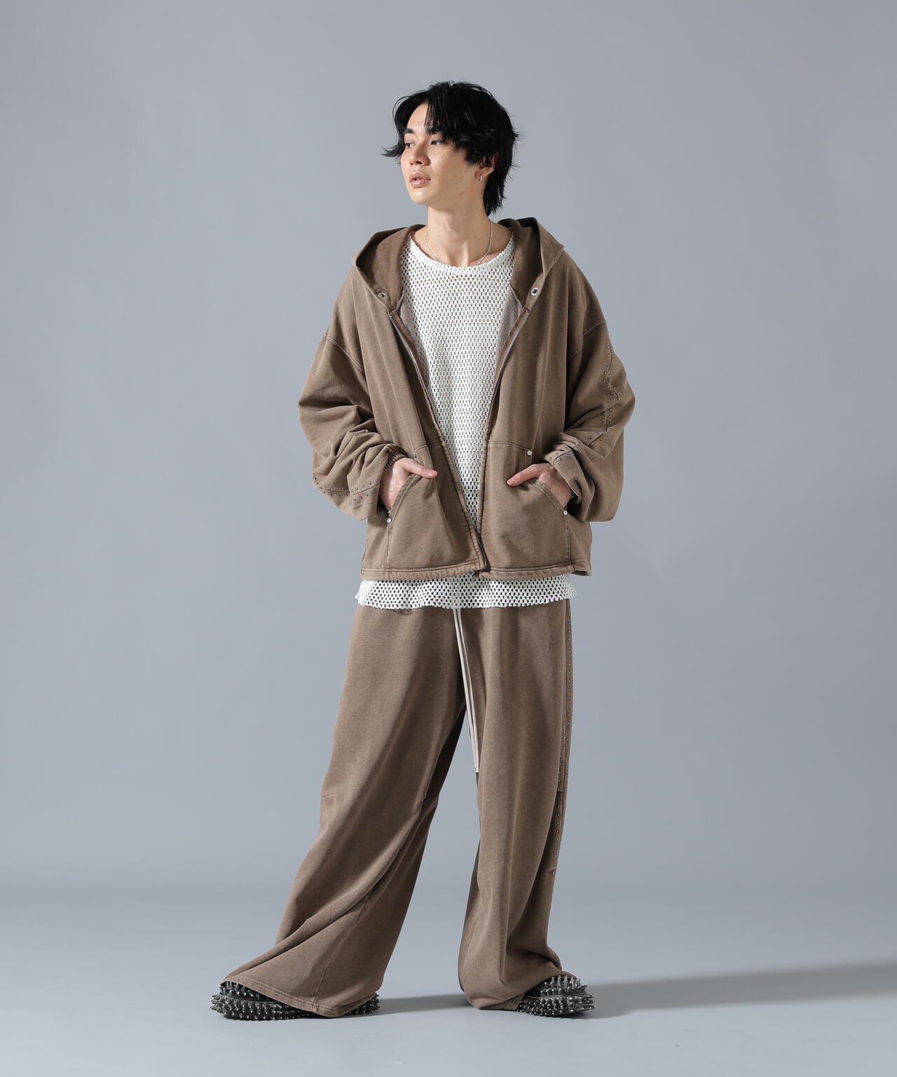 【WEB&DEPOT限定】DankeSchon/ダンケシェーン/STUDS SWEAT ZIP HOODIE