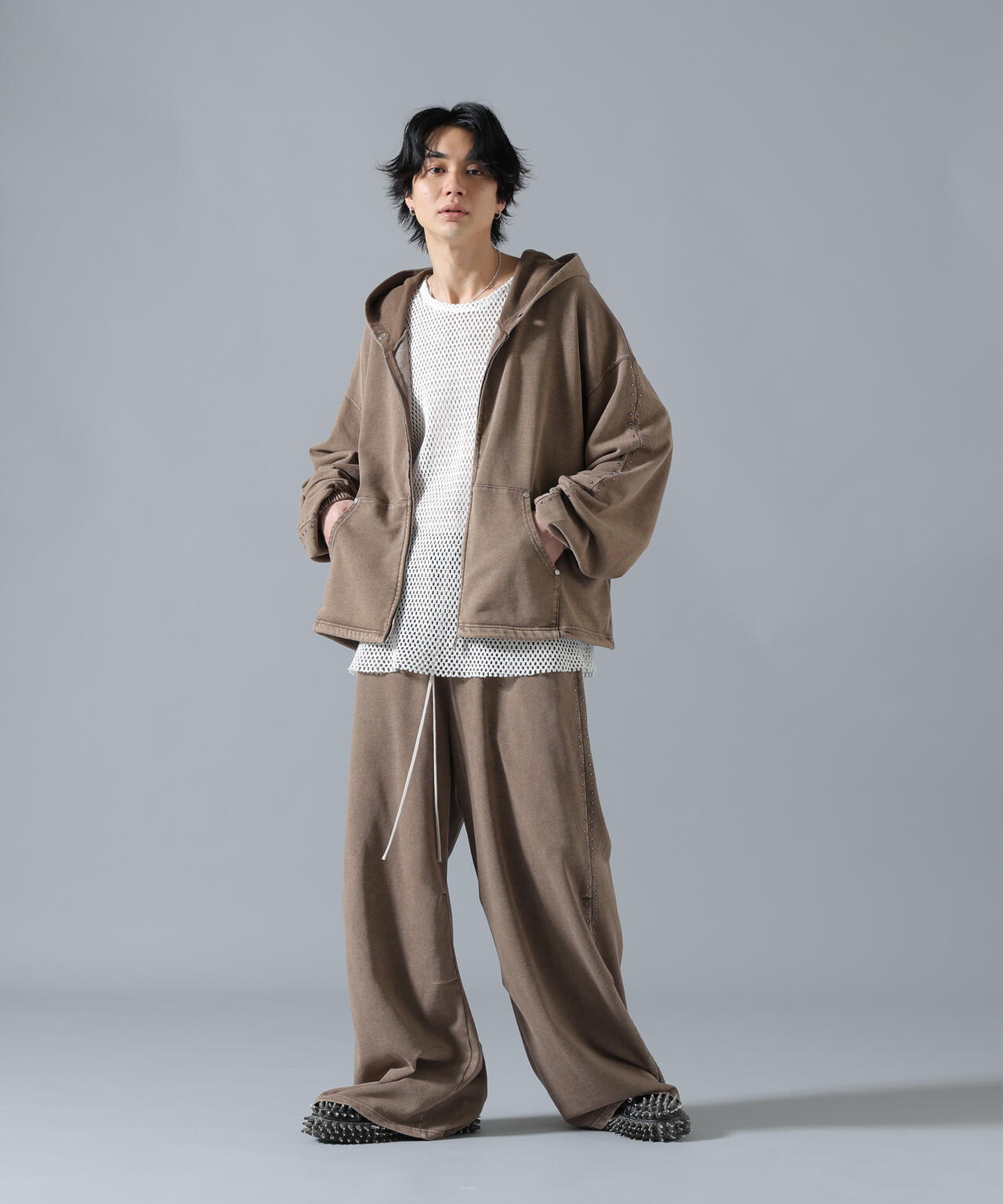 【WEB&DEPOT限定】DankeSchon/ダンケシェーン/STUDS SWEAT ZIP HOODIE