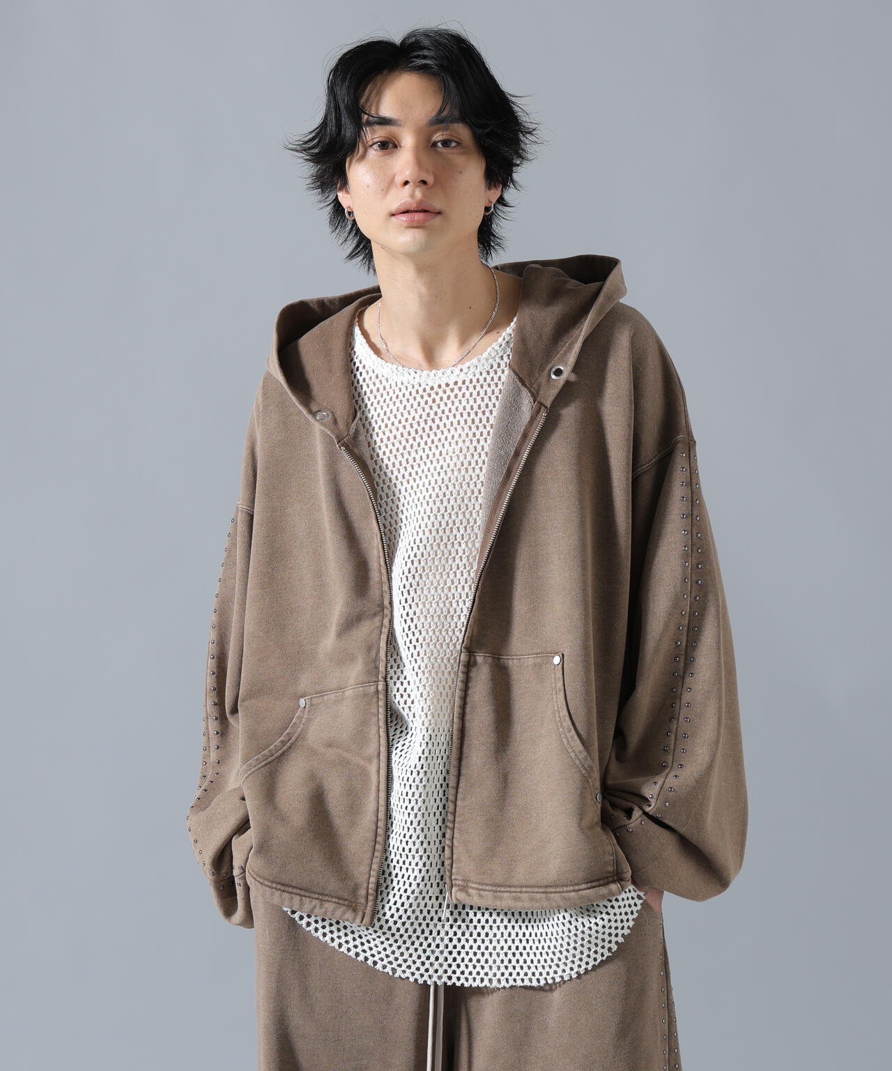 【WEB&DEPOT限定】DankeSchon/ダンケシェーン/STUDS SWEAT ZIP HOODIE