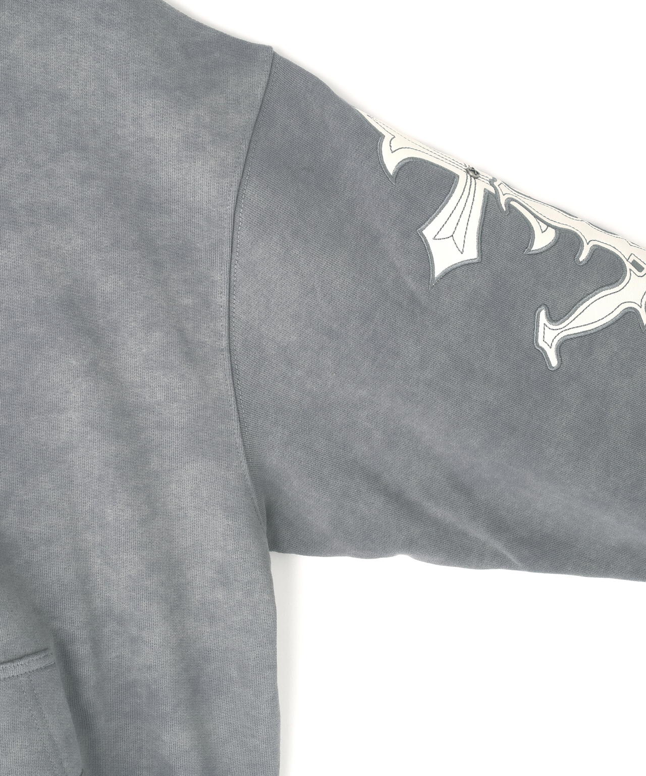 UNKNOWNLONDON/アンノウンロンドン/Dagger Cross Leather Patch Zip Hoodie