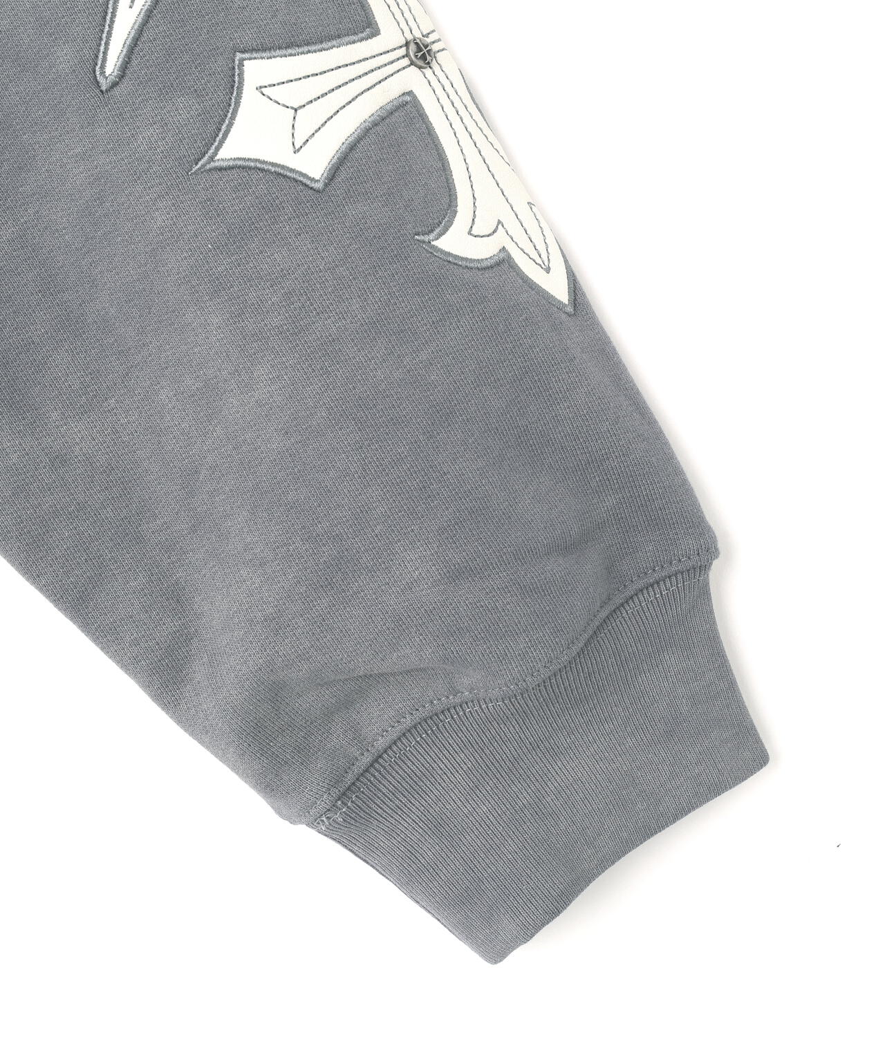 UNKNOWNLONDON/アンノウンロンドン/Dagger Cross Leather Patch Zip Hoodie