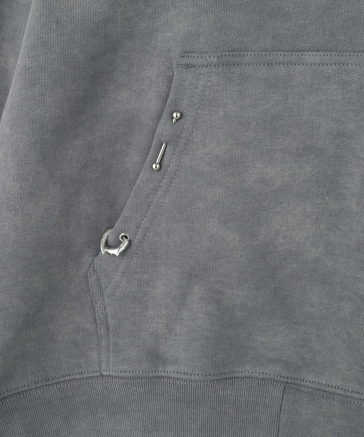 UNKNOWNLONDON/アンノウンロンドン/Dagger Cross Leather Patch Zip Hoodie