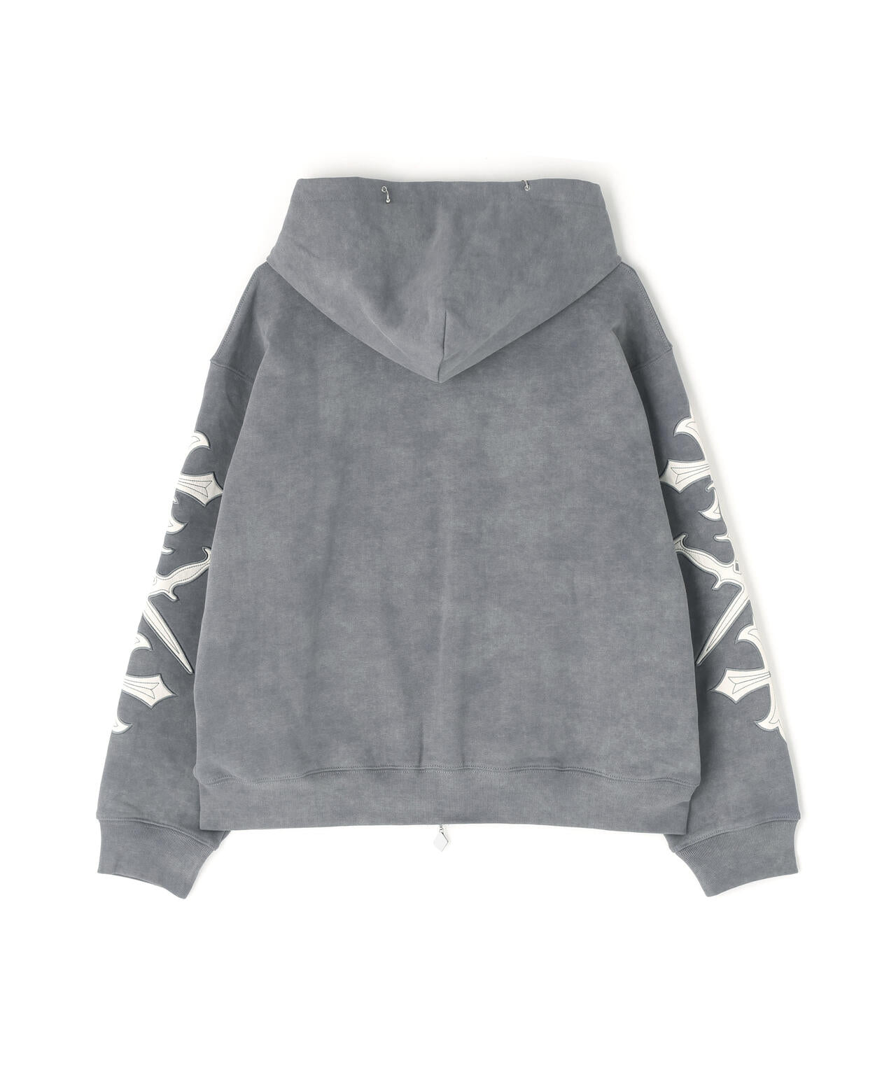 UNKNOWNLONDON/アンノウンロンドン/Dagger Cross Leather Patch Zip Hoodie