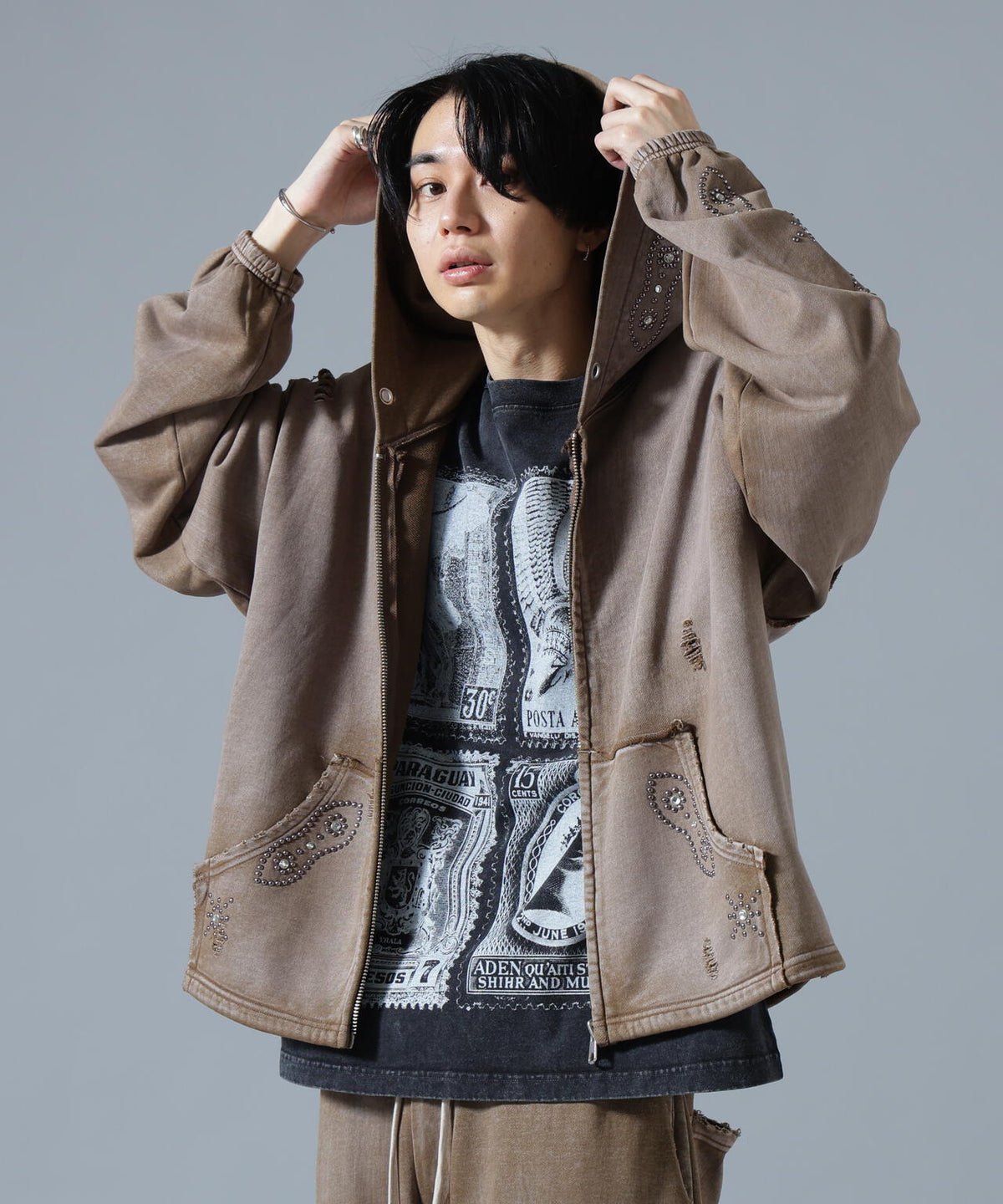 DankeSchon/ダンケシェーン/STUDS SWEAT ZIP HOODIE