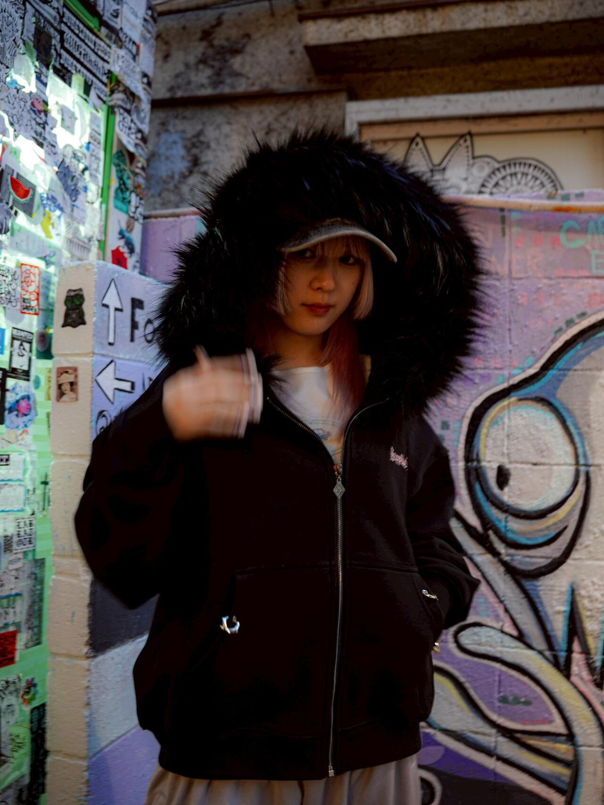 SUPPLIER/サプライヤー/【LHP EXCLUSIVE】FAUX FUR CROPPED CROSS ZIP HOODIE