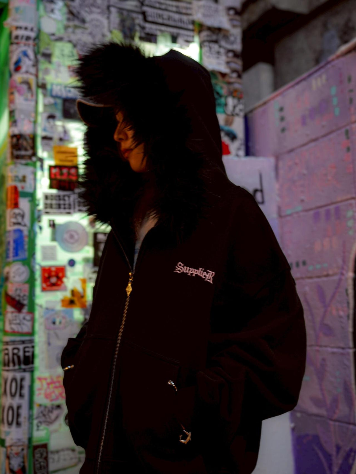 SUPPLIER/サプライヤー/【LHP EXCLUSIVE】FAUX FUR CROPPED CROSS ZIP HOODIE