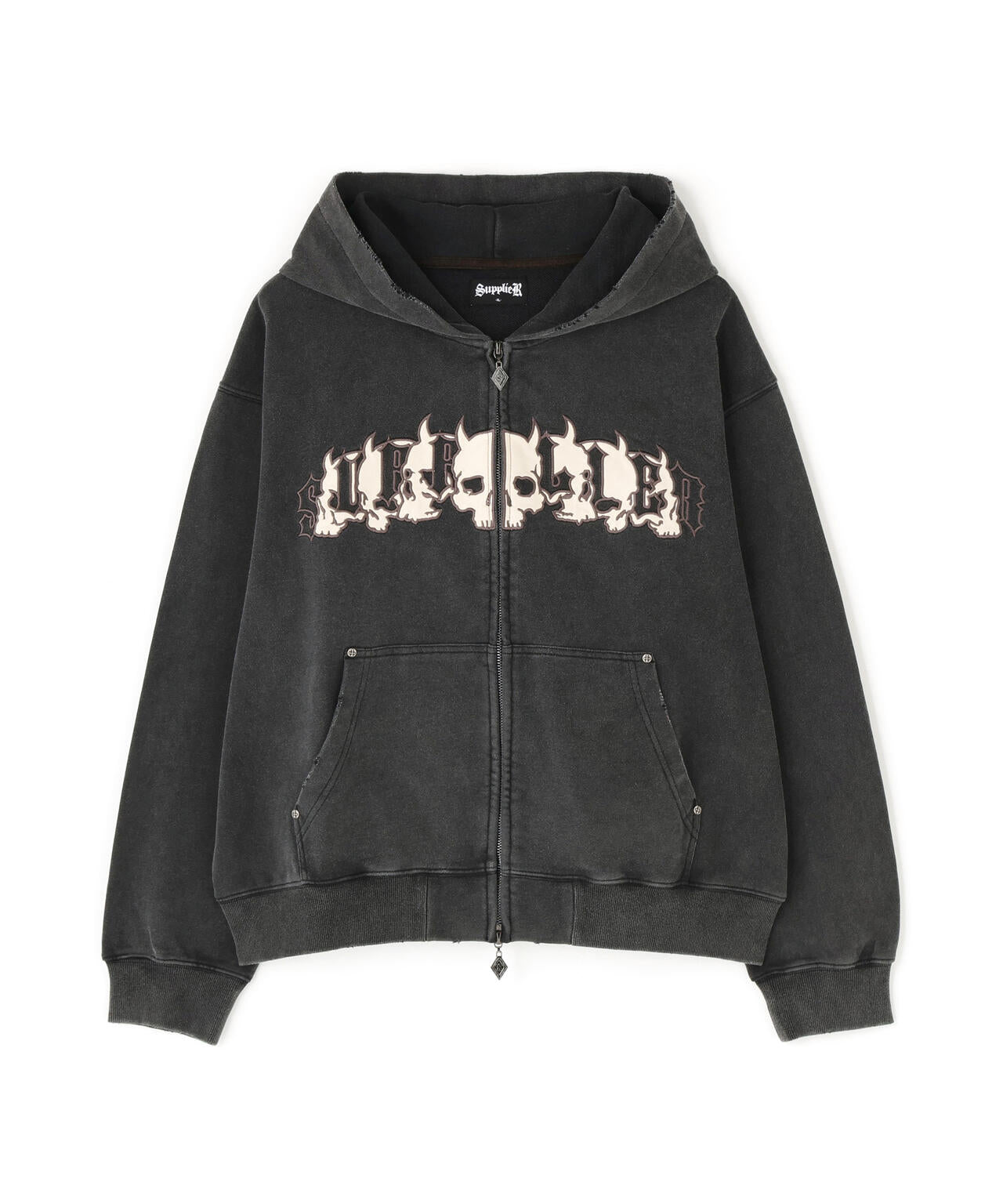 SUPPLIER/サプライヤー/DEMON SKULL LEATHER PAT ZIP HOODIE
