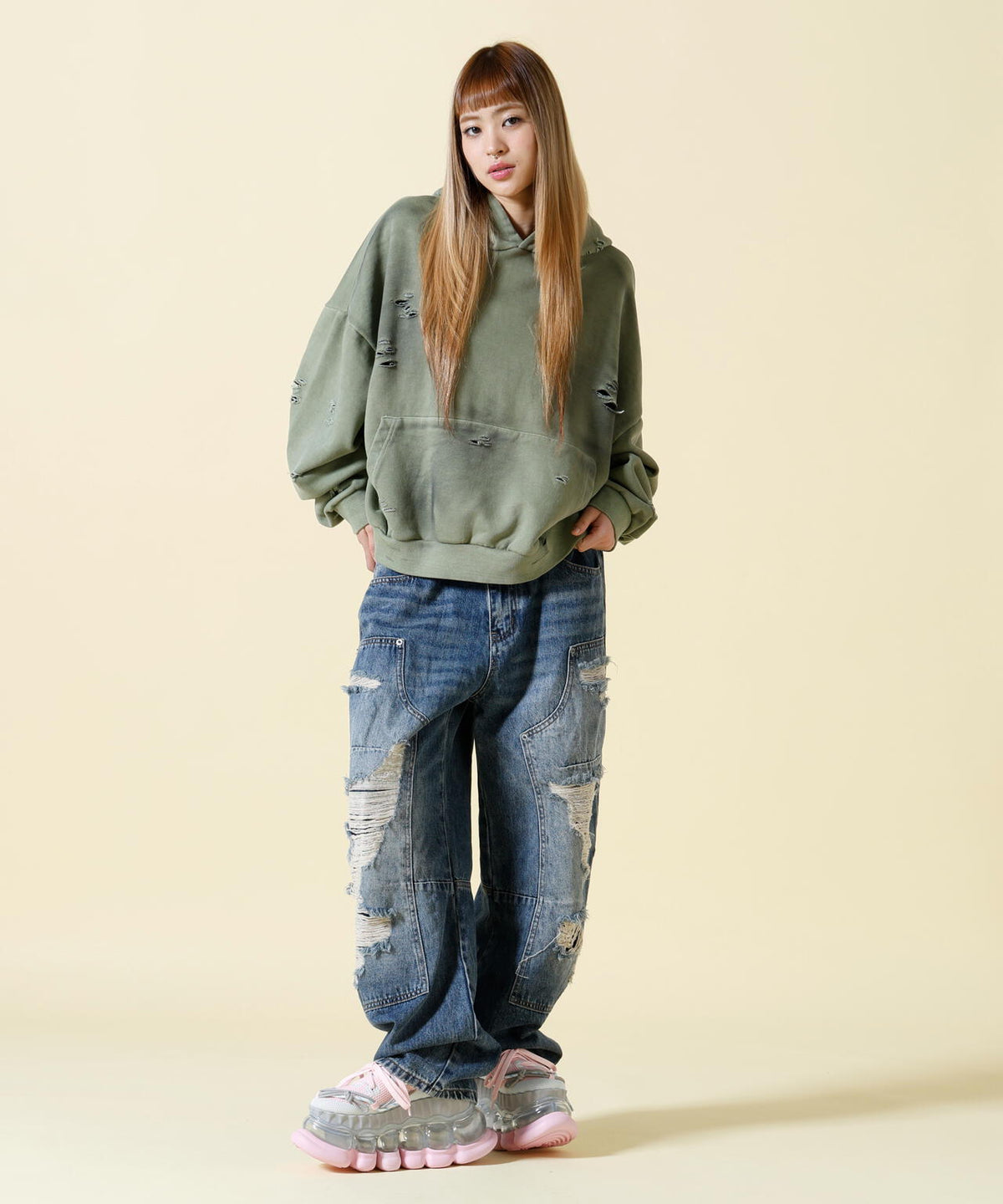 SIS/エスアイエス/Damage Pullover Hoodie