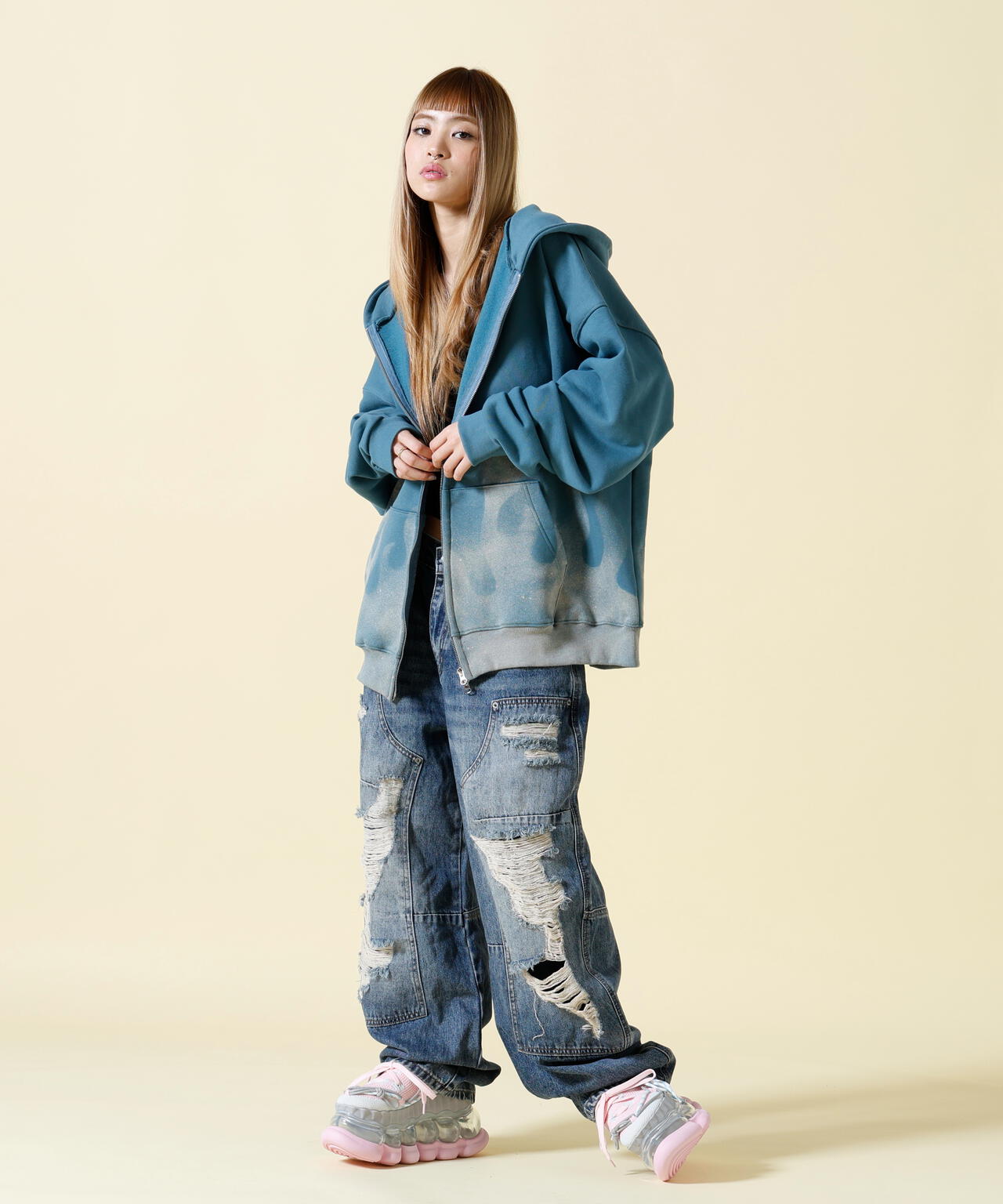 SIS/エスアイエス/Fire Pattern Zip Hoodie