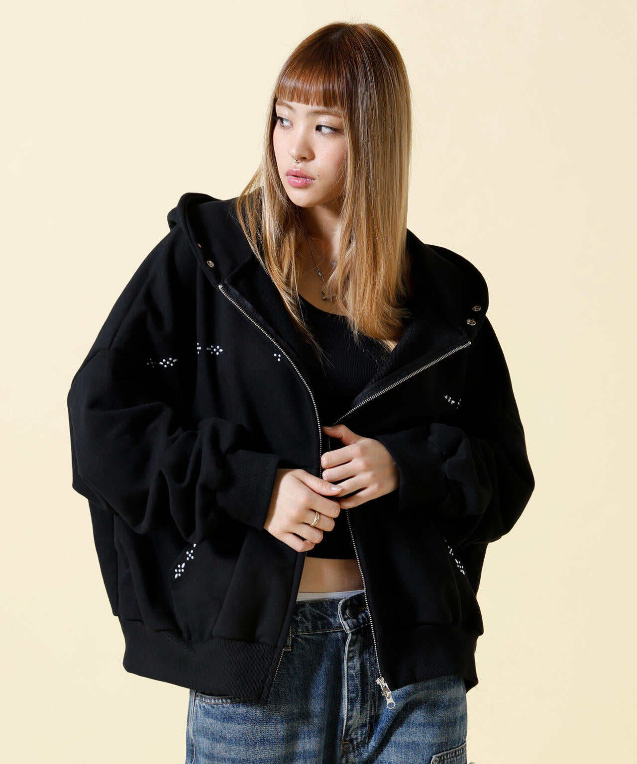 SIS/エスアイエス/Studs Zip Hoodie