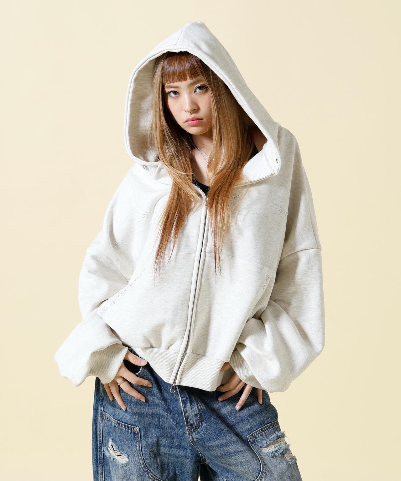 SIS/エスアイエス/Studs Zip Hoodie