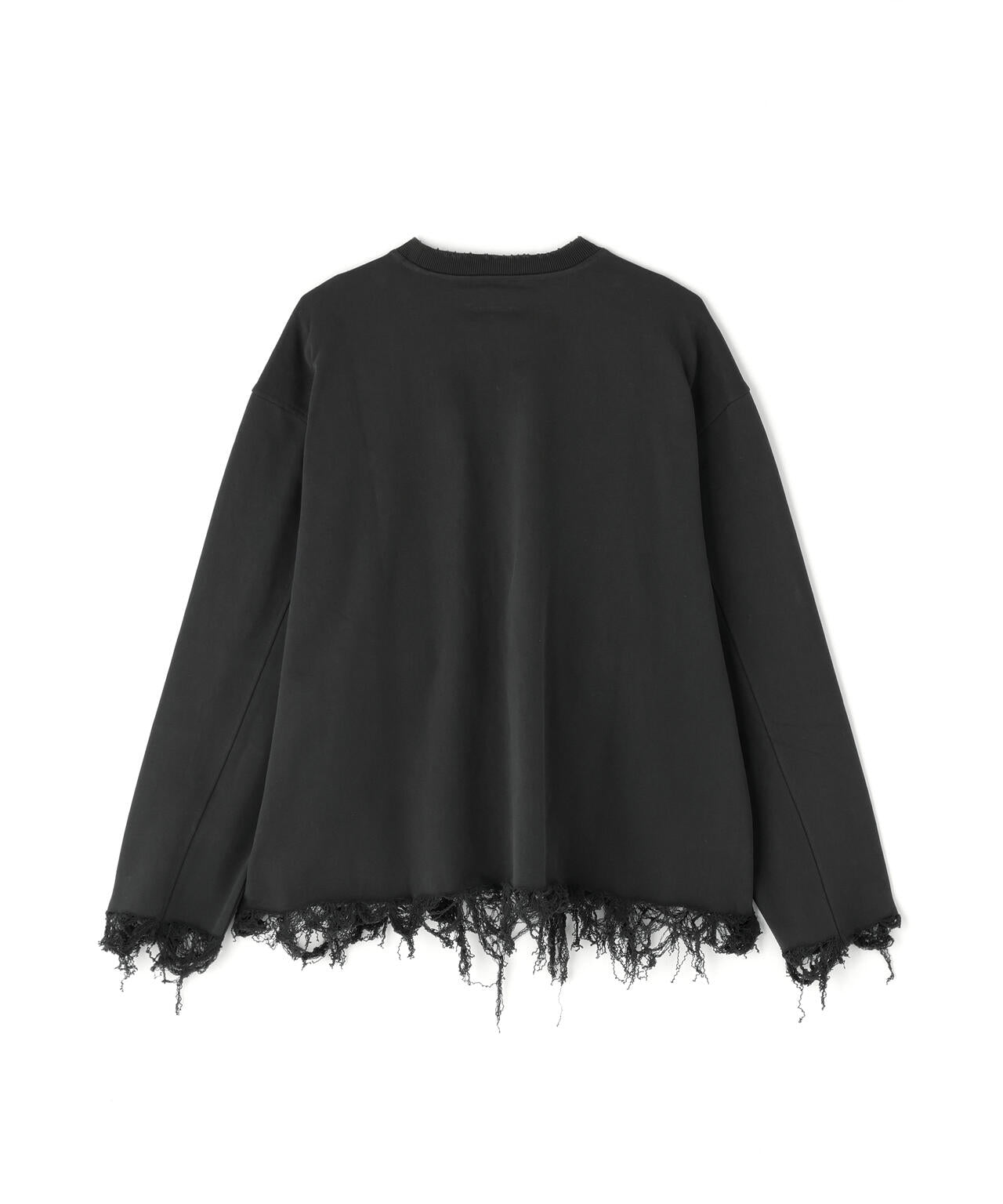 DankeSchon/ダンケシェーン/CUT FRINGE SWEAT CREWNECK BLACK