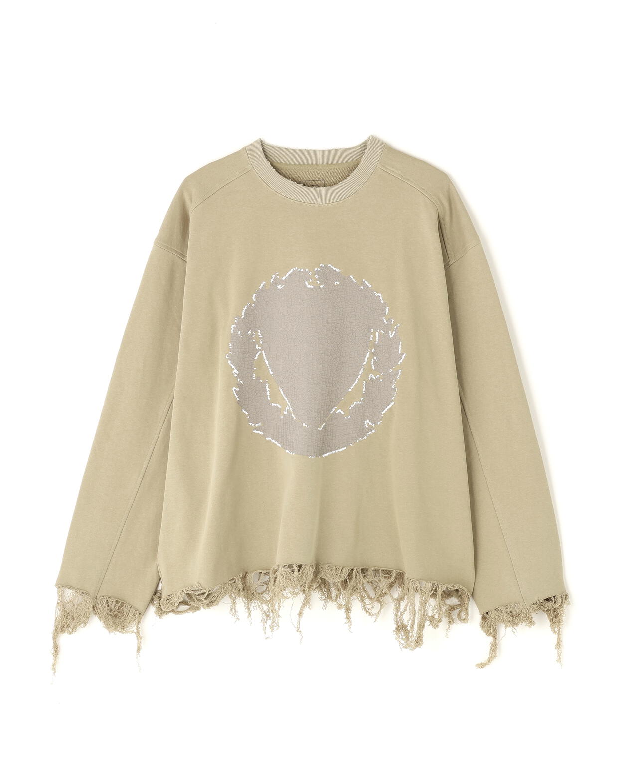 DankeSchon/ダンケシェーン/CUT FRINGE SWEAT CREWNECK EMBLEM