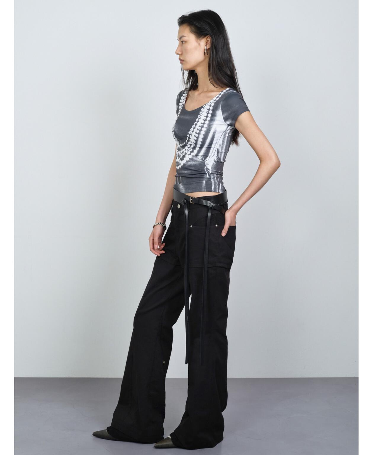NACHE/ナチェ/PEARL NECKLACE PRINTED T-SHIRT