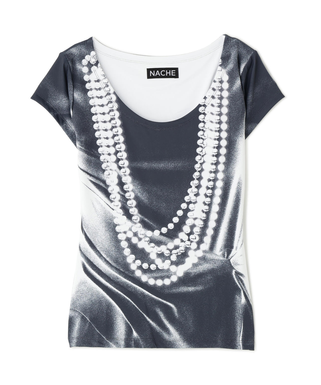 NACHE/ナチェ/PEARL NECKLACE PRINTED T-SHIRT
