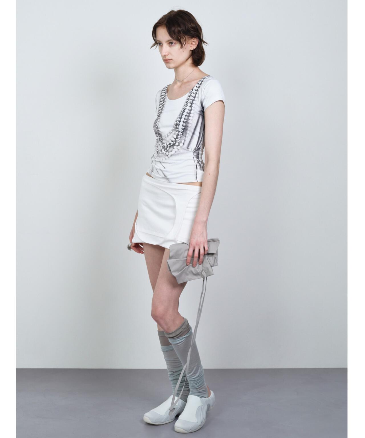 NACHE/ナチェ/PEARL NECKLACE PRINTED T-SHIRT