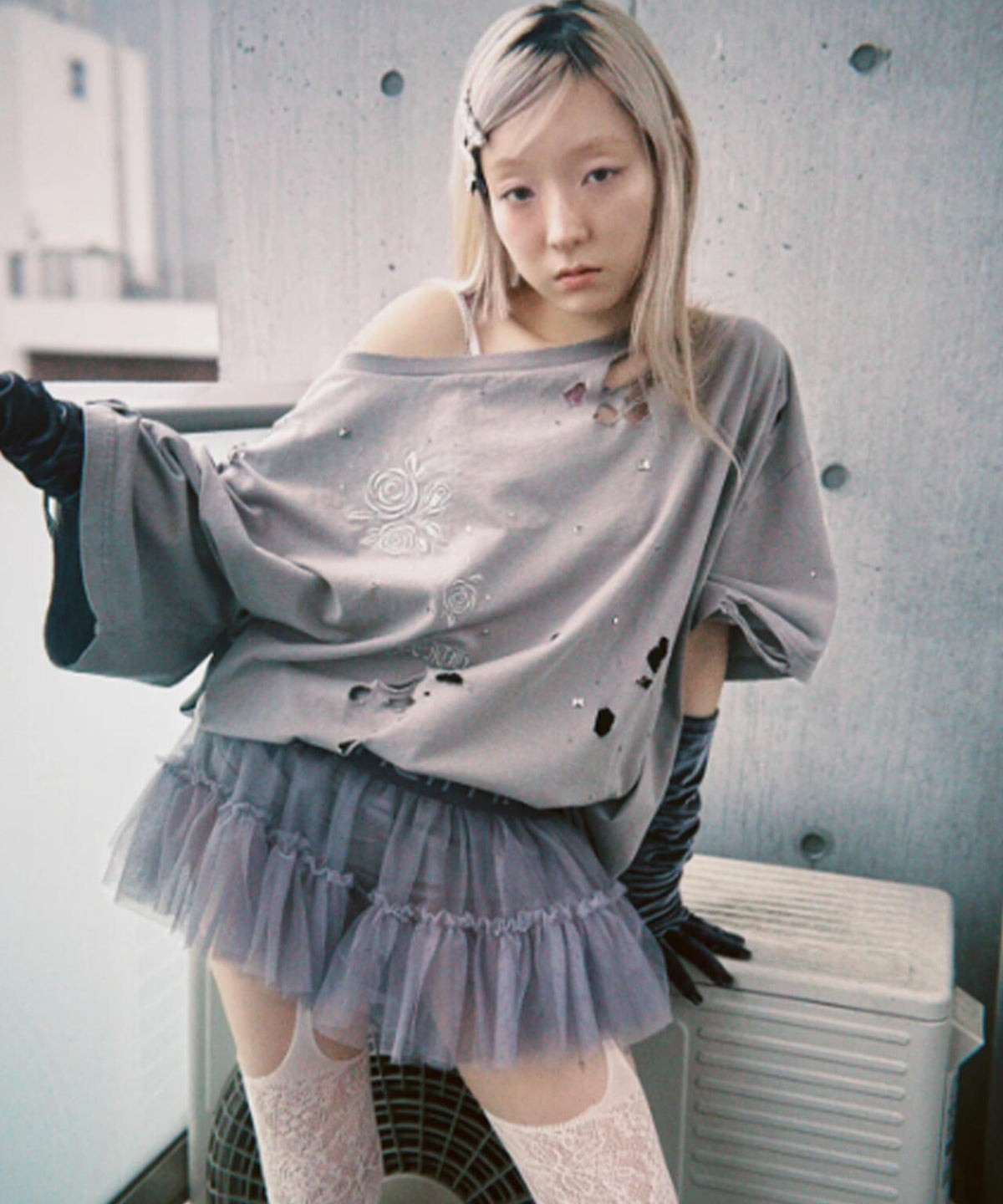 neith./ネイス/Multi Tulle Top(Gray)