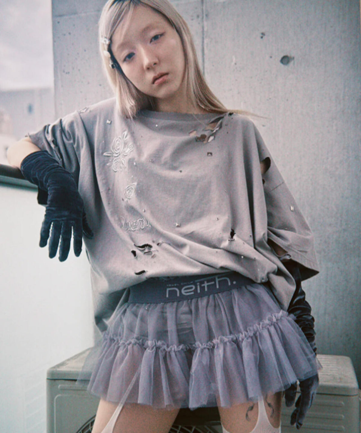 neith./ネイス/Multi Tulle Top(Gray)