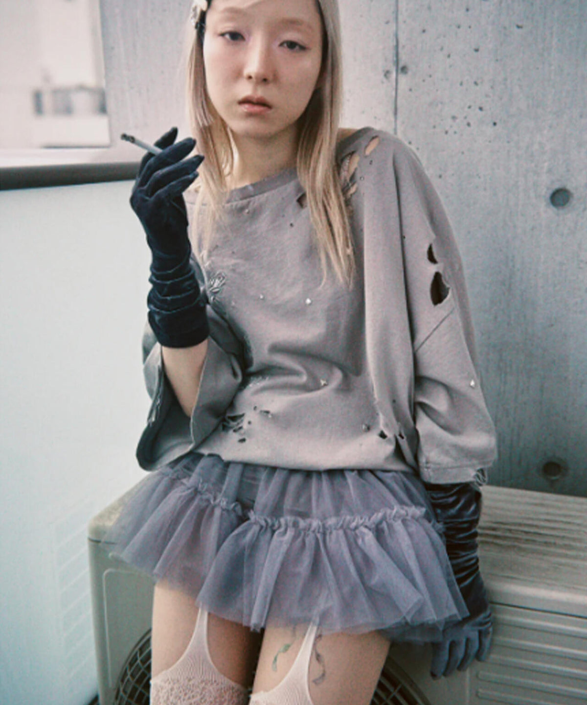 neith./ネイス/Multi Tulle Top(Gray)