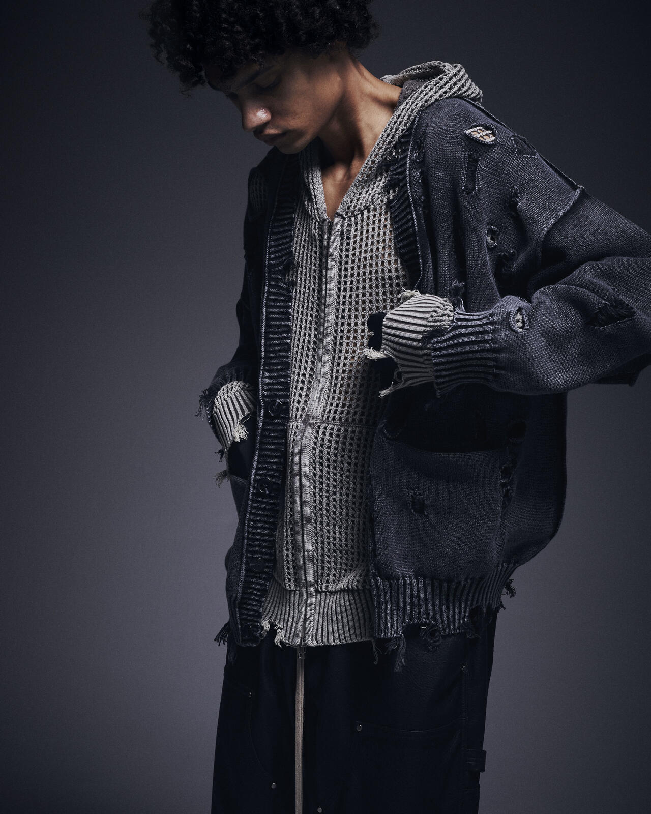 DankeSchon/ダンケシェーン/ACID WASH TENJIKU CARDIGAN