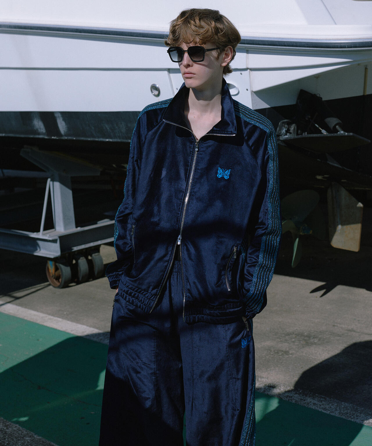 NEEDLES/ニードルズ/【LHP EXCLUSIVE】TRACK JACKET - C/PE VELOUR(NAVY)
