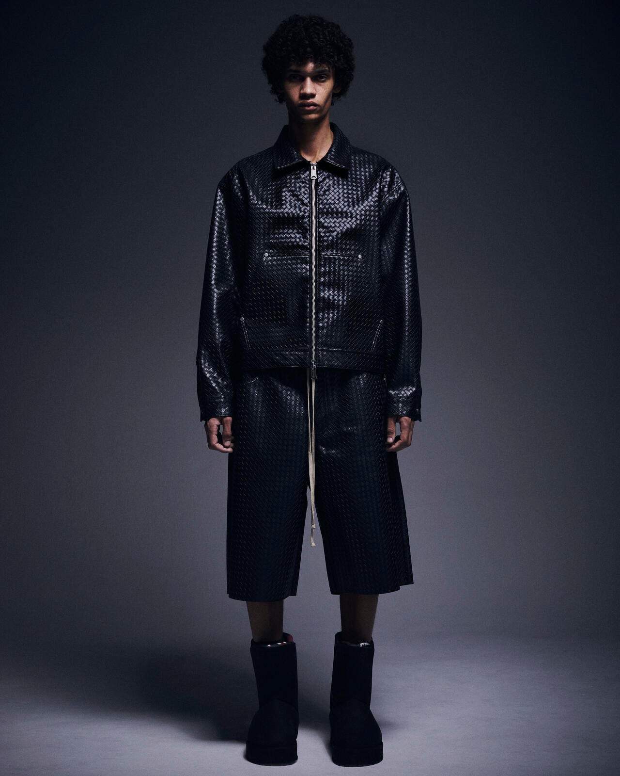 DankeSchon/ダンケシェーン/WOVEN FAUX LEATHER BLOUSON