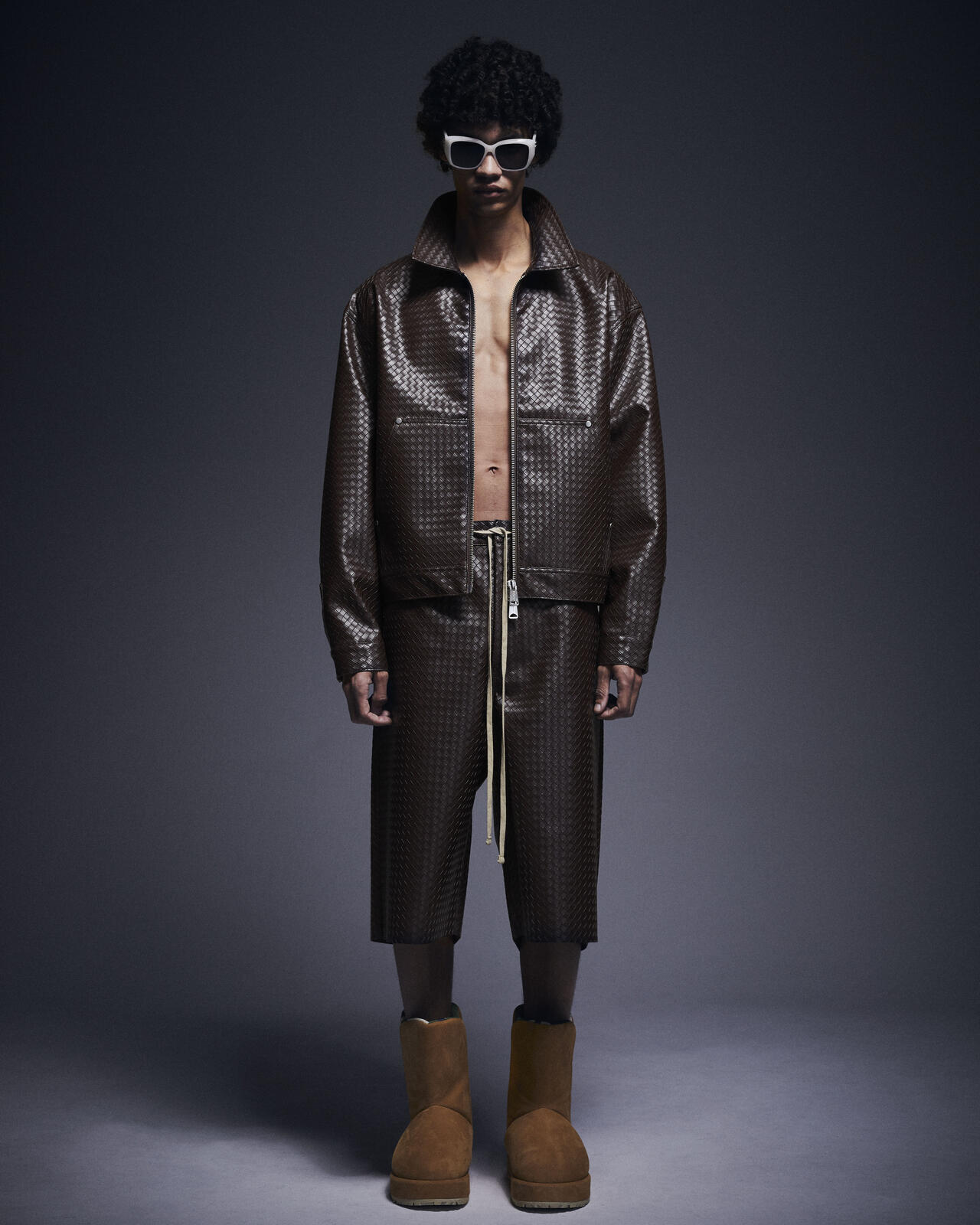 DankeSchon/ダンケシェーン/WOVEN FAUX LEATHER BLOUSON