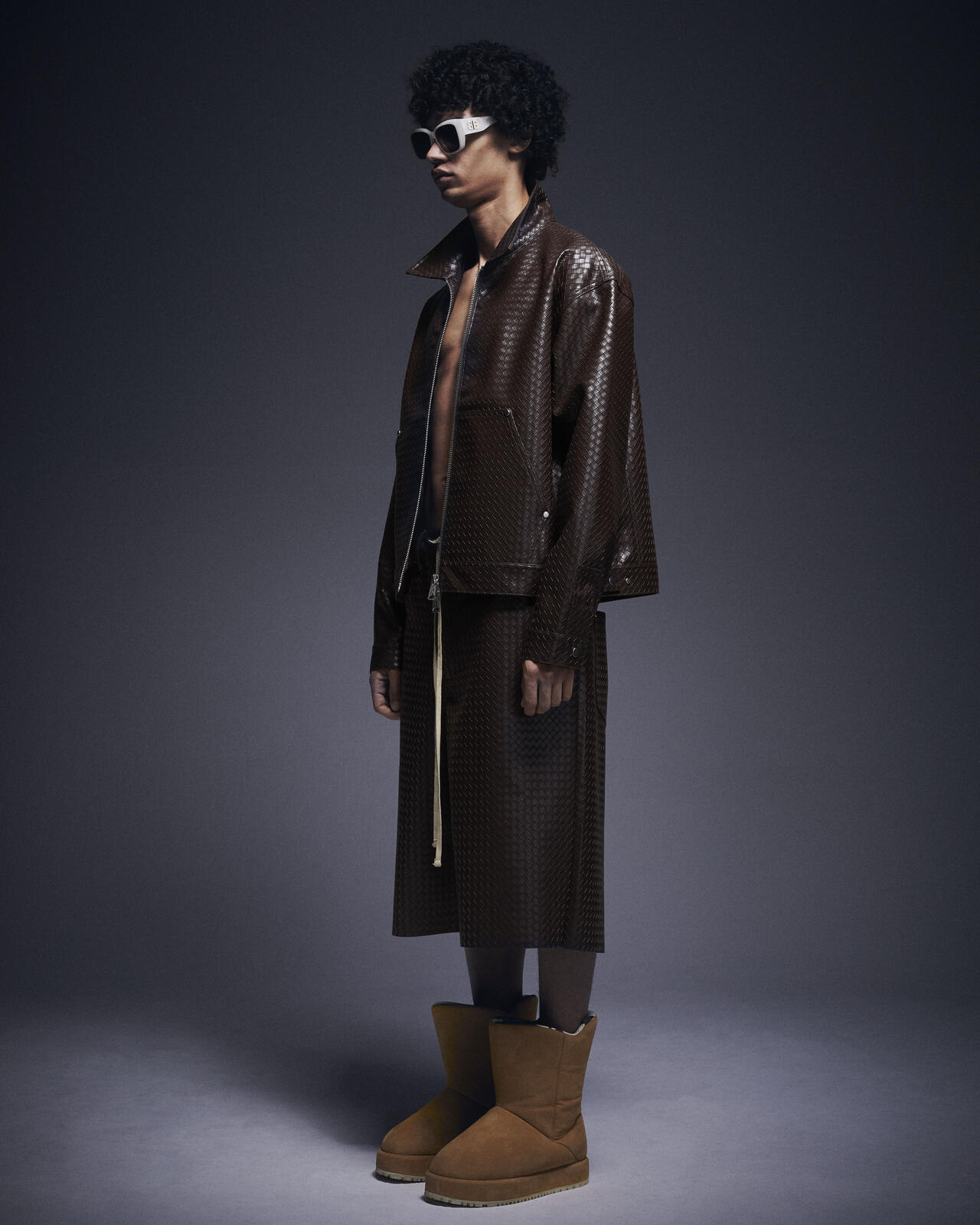 DankeSchon/ダンケシェーン/WOVEN FAUX LEATHER BLOUSON