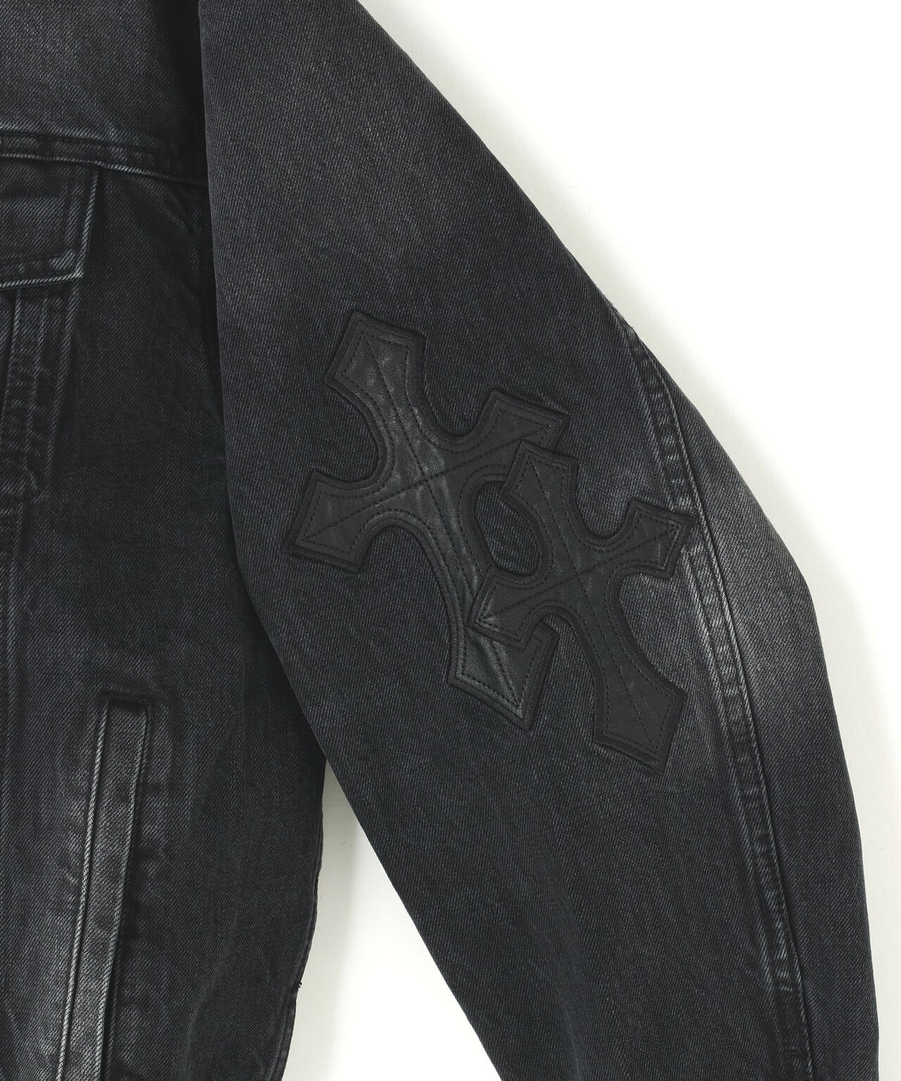 SUPPLIER/サプライヤー/Multiple Cross Leather Patch Denim Jacket