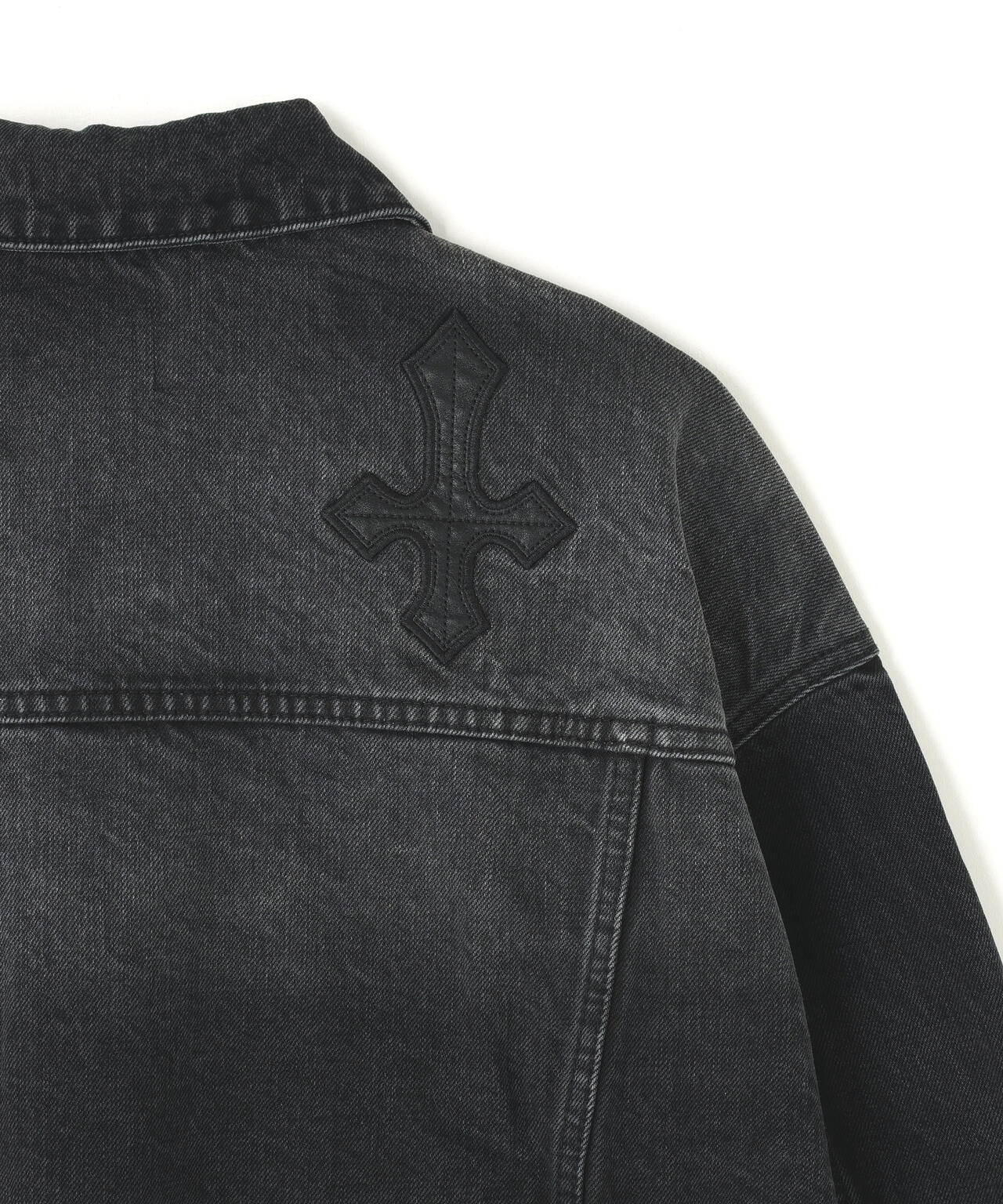 SUPPLIER/サプライヤー/Multiple Cross Leather Patch Denim Jacket