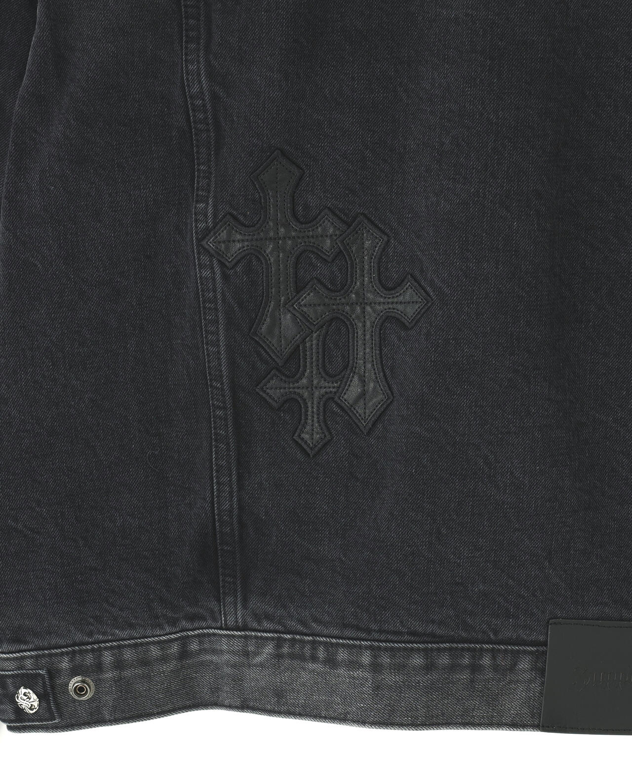 SUPPLIER/サプライヤー/Multiple Cross Leather Patch Denim Jacket
