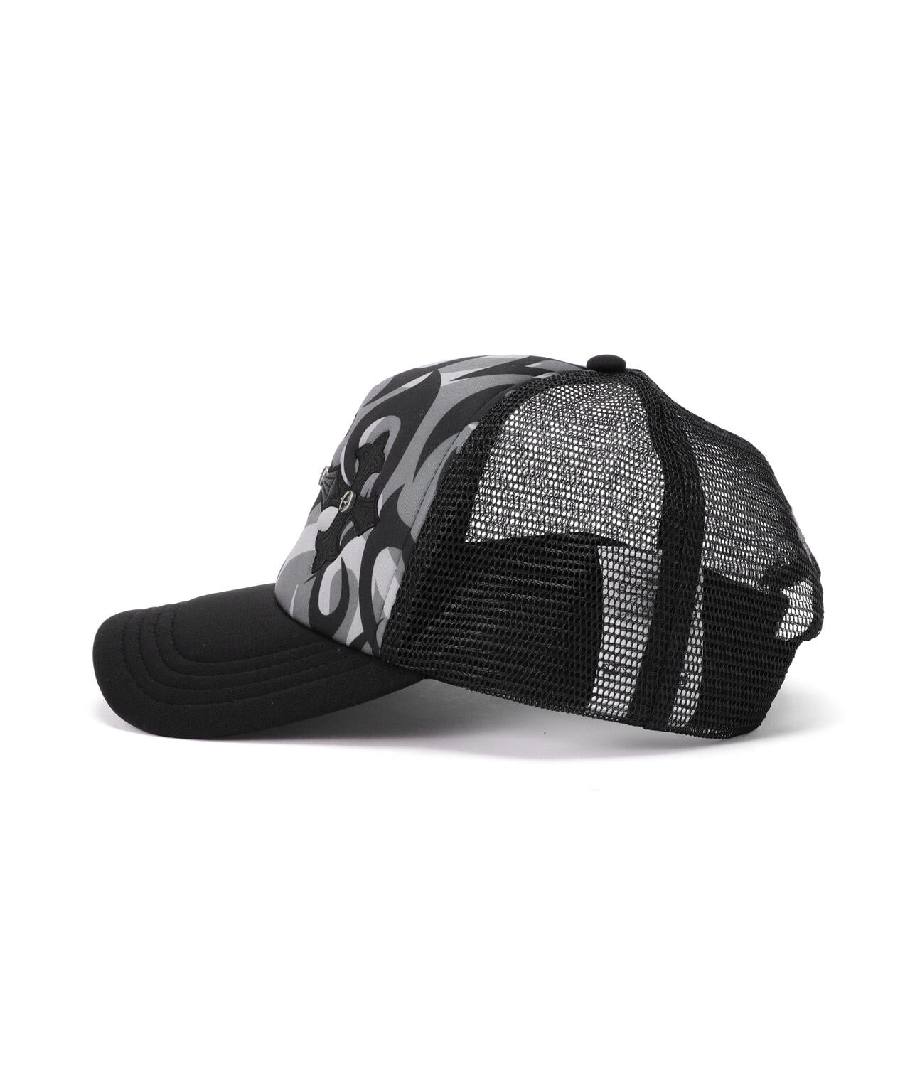SUPPLIER/サプライヤー/TRIBAL CAMO CROSS LEATHER PATCH MESH CAP