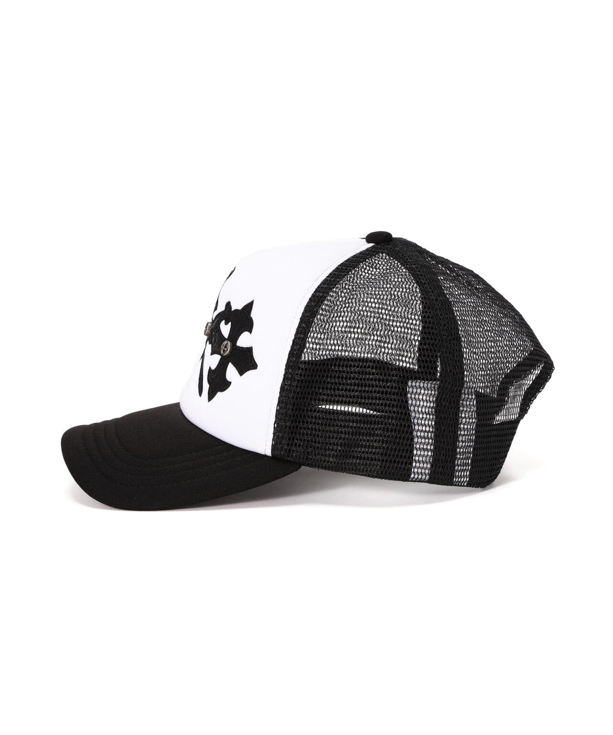 UNKNOWNLONDON/アンノウンロンドン/Dagger Cross Leather Patch Mash Cap
