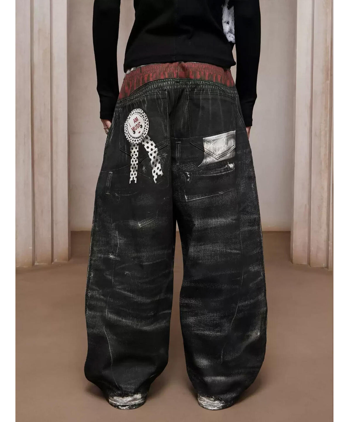 DND4DES/ディーエヌディーフォーデス/Triple-Waistband 3D-Print Baggy Jeans