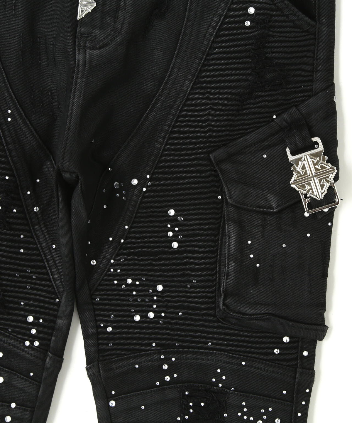 GUAPI/グアピ/Embellished Black Ops Waxed Denim