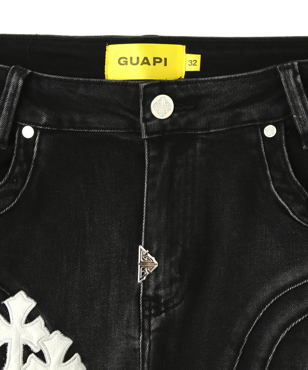 GUAPI/グアピ/Obsidian Black Cross Buckle Denim