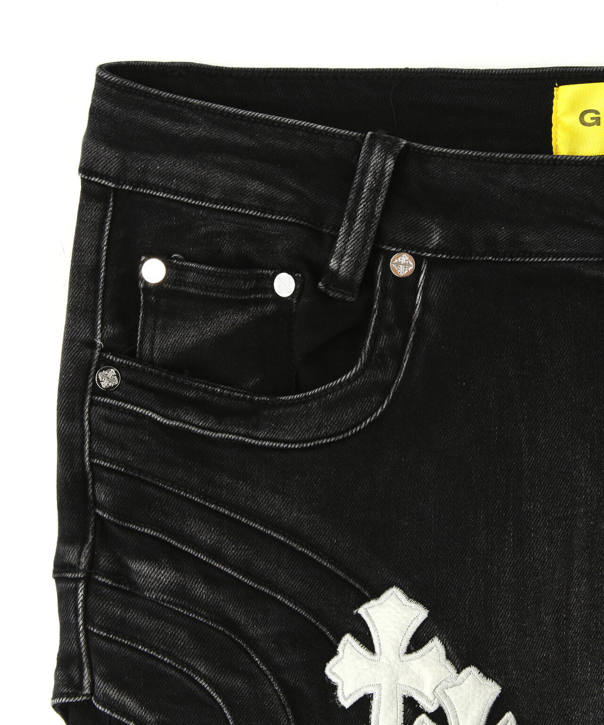 GUAPI/グアピ/Obsidian Black Cross Buckle Denim