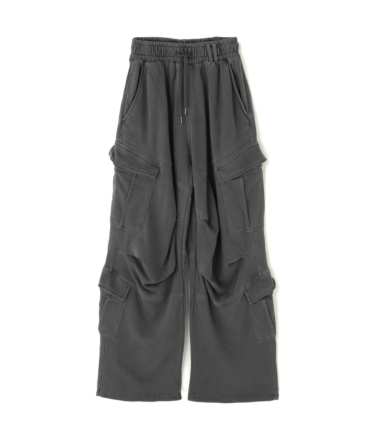NOT4NERD/ノットフォーナード/DIAGONAL PANEL DART CARGO SWEAT PANTS。