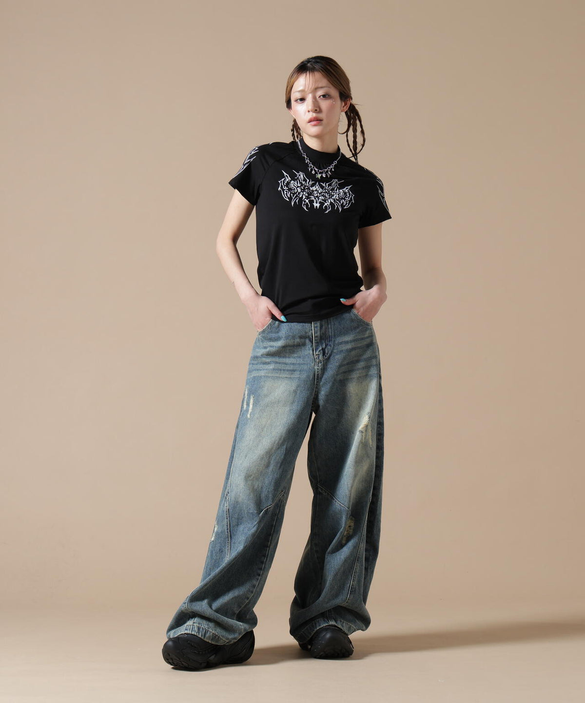 SIS/エスアイエス/Washed Wide Denim Pants