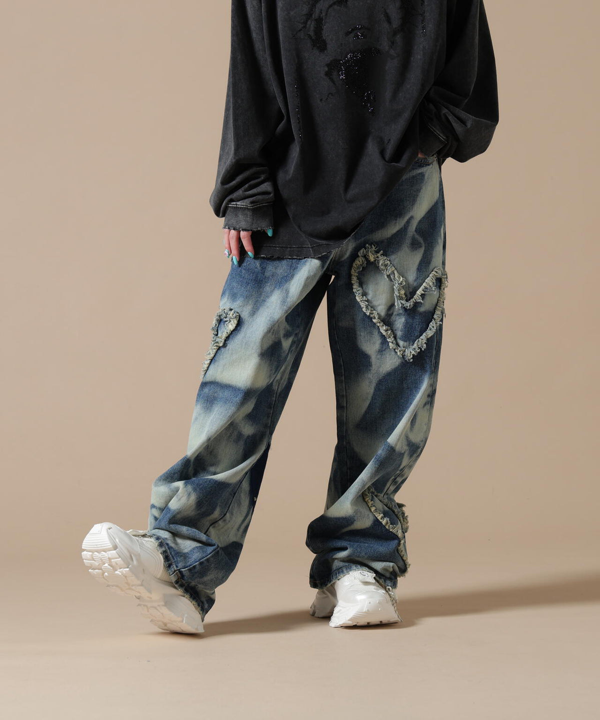SIS/エスアイエス/Heart Bleach Denim Pants