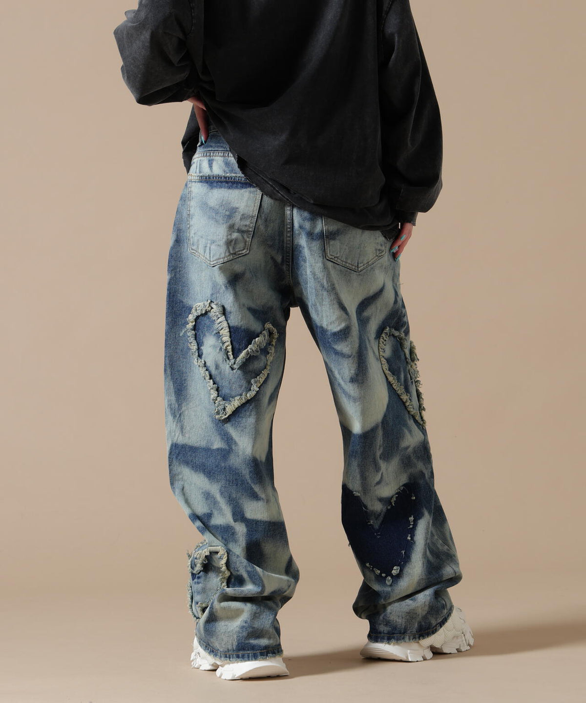 SIS/エスアイエス/Heart Bleach Denim Pants